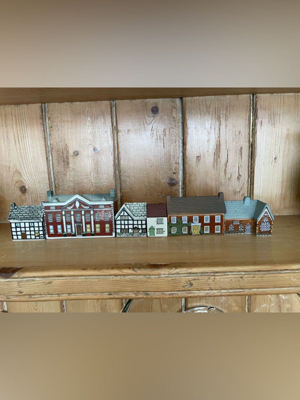 Lot of 6 1980s Wade Whimsy on Why Miniature Ceramic Houses
